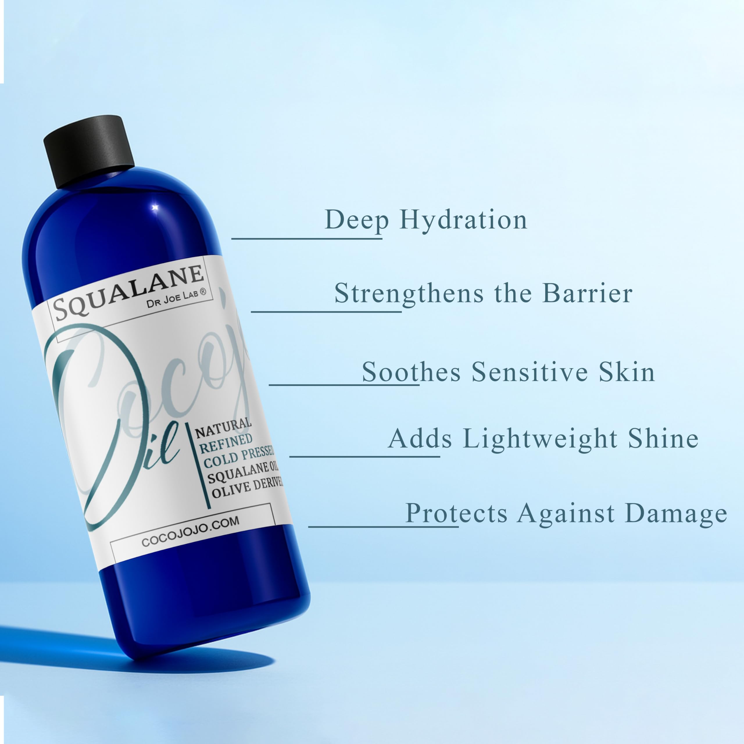 Dr Joe Lab Squalane Oil for Face - Organic Cold-Pressed Olive-Derived Squalane, 32 oz