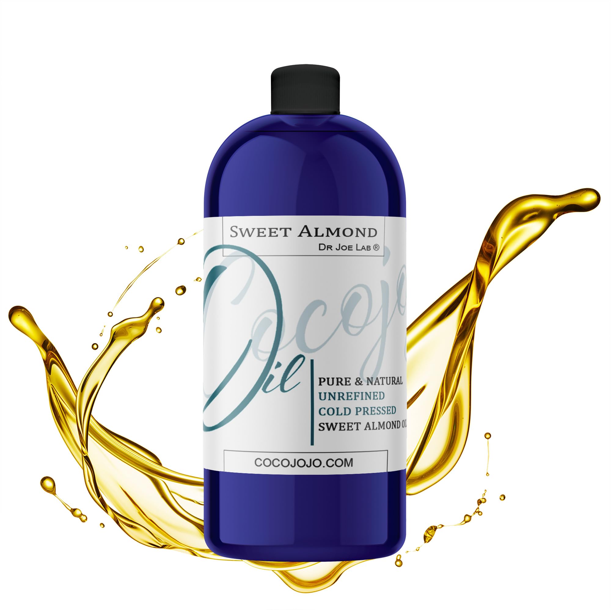 Dr Joe Lab Sweet Almond Oil – 32 Fl Oz, Cold-Pressed & Unrefined, for Hair, Skin & Nails