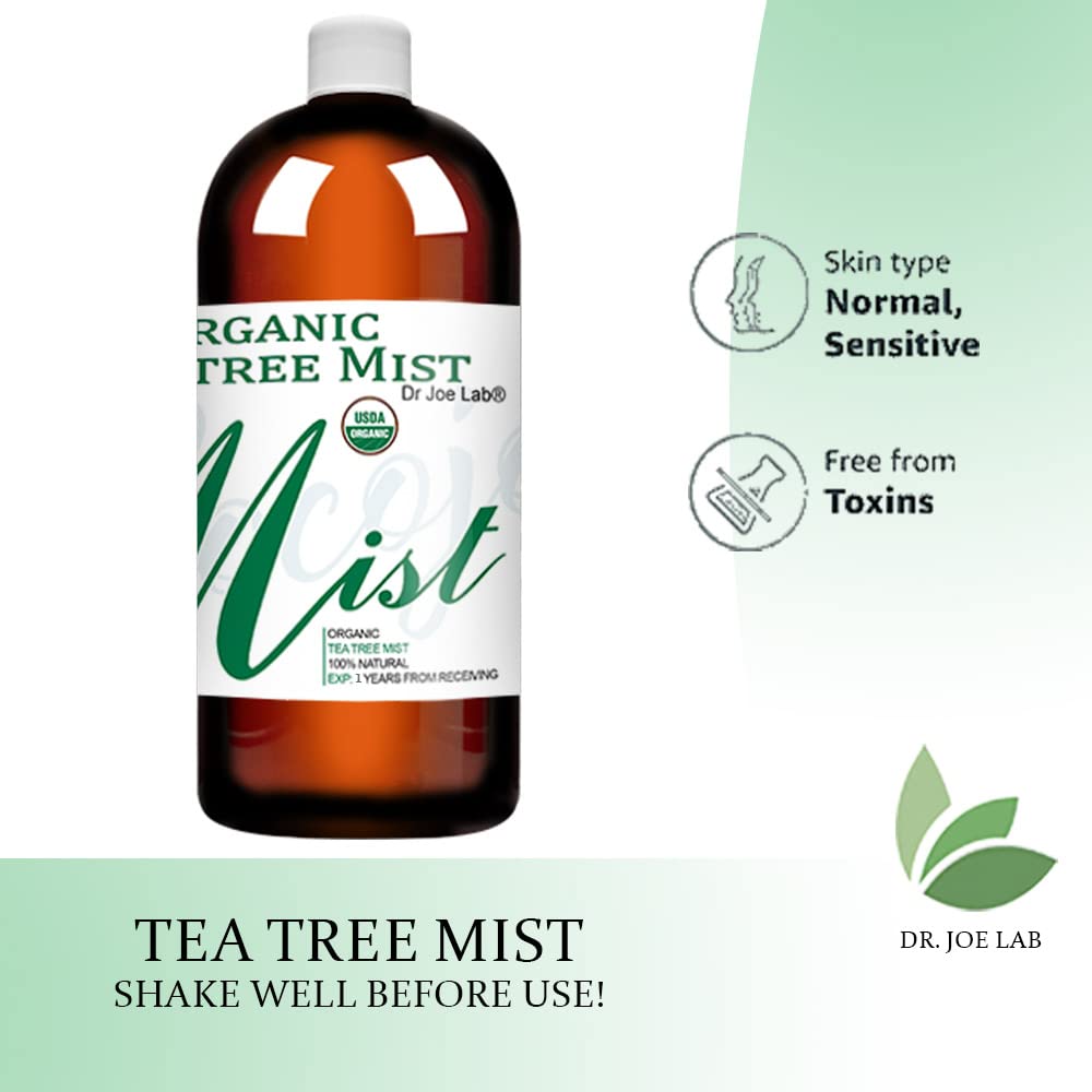 Dr Joe Lab Organic Tea Tree Mist for Skincare – USDA Certified, Face Spray for Sensitive & Dry Skin (32 oz)