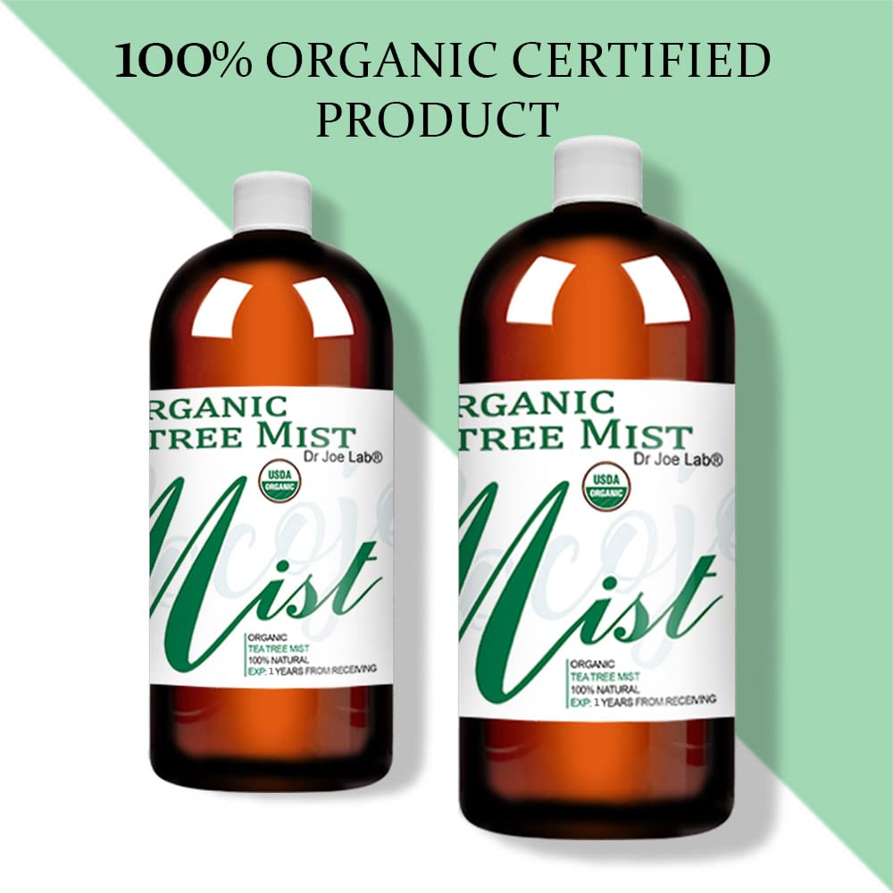 Dr Joe Lab Organic Tea Tree Mist for Skincare – USDA Certified, Face Spray for Sensitive & Dry Skin (32 oz)