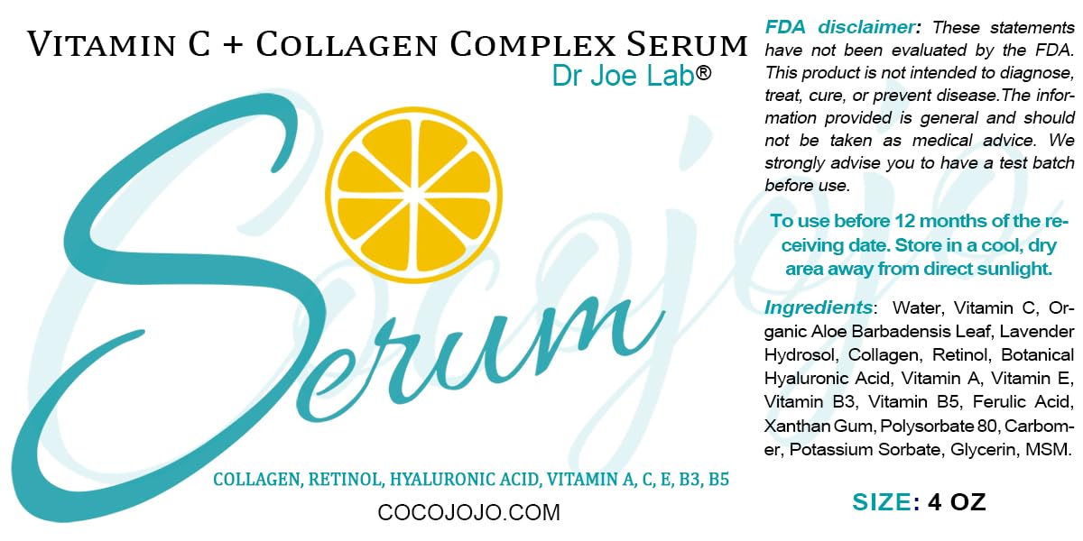 Dr Joe Lab Vitamin C & Collagen Complex Serum 4 oz – Ultra Hydrating Facial Moisturizer
