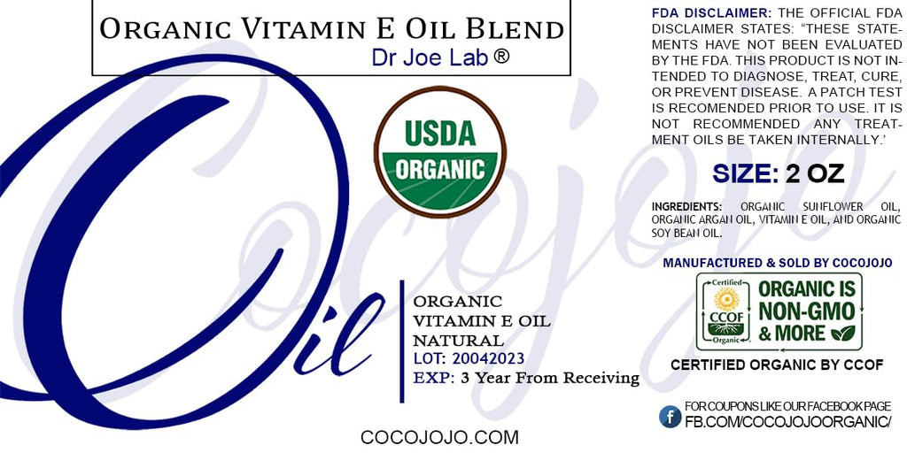 Dr Joe Lab Organic Vitamin E Oil for Skin & Hair – 2 Oz