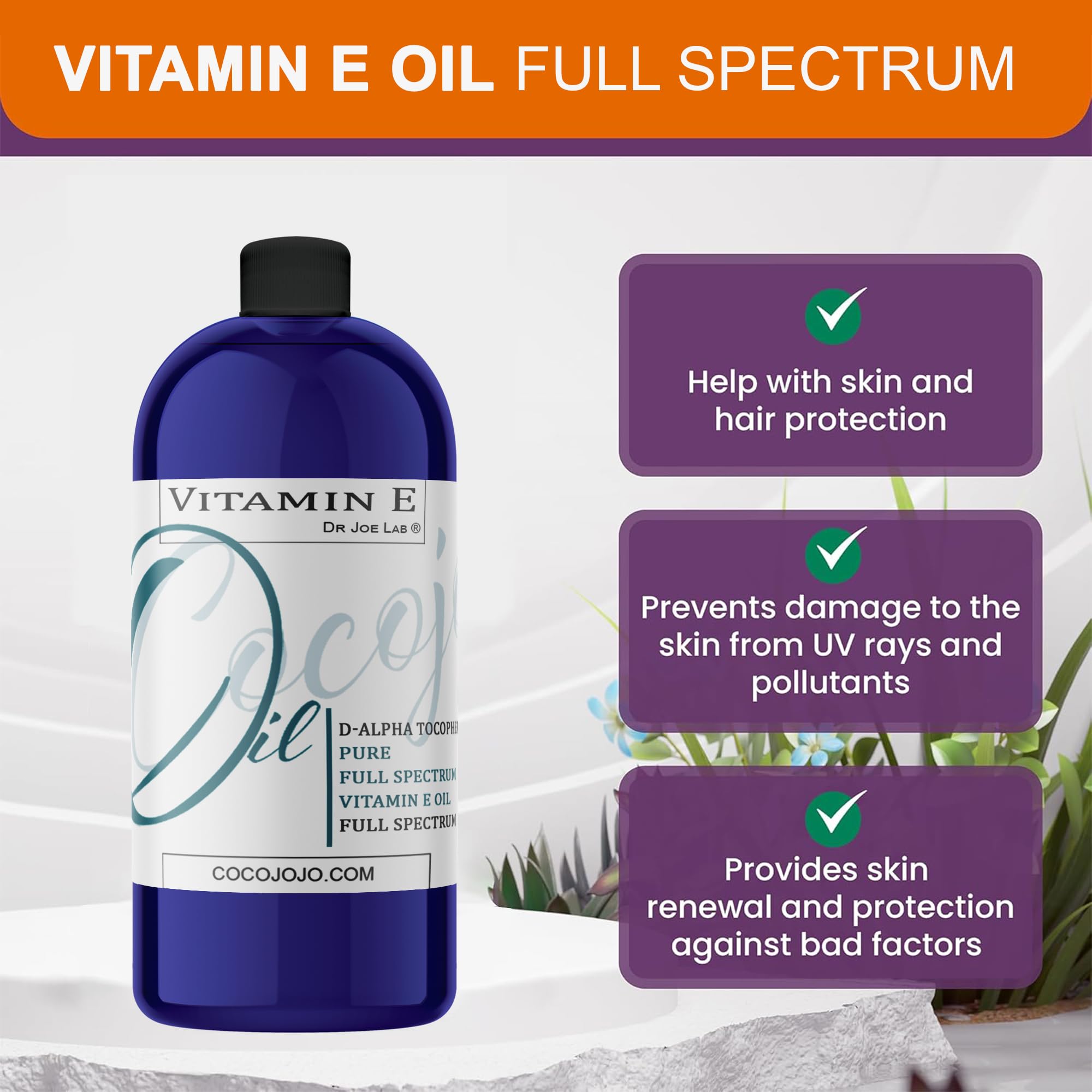 Dr Joe Lab Vitamin E Oil Full Spectrum – Pure Cold-Pressed (32 oz)