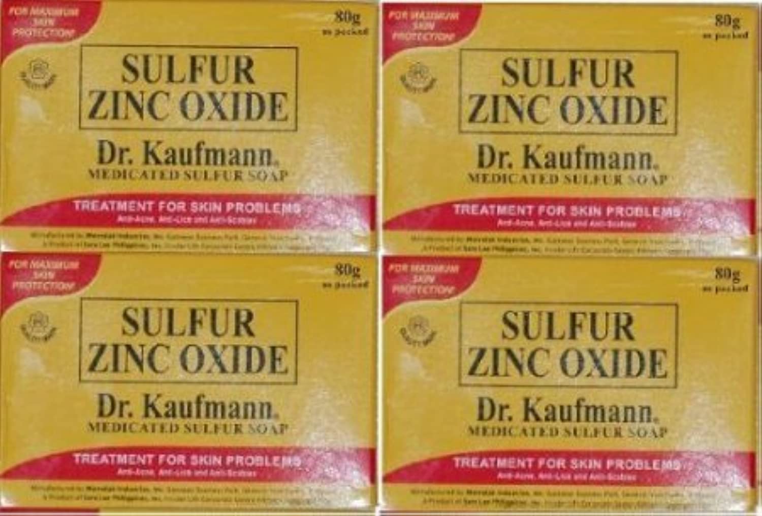Lot of 4 Dr. Kauffman Medicated Sulfur Soap | 4 Bars of Sulfur Zinc Oxide Soap