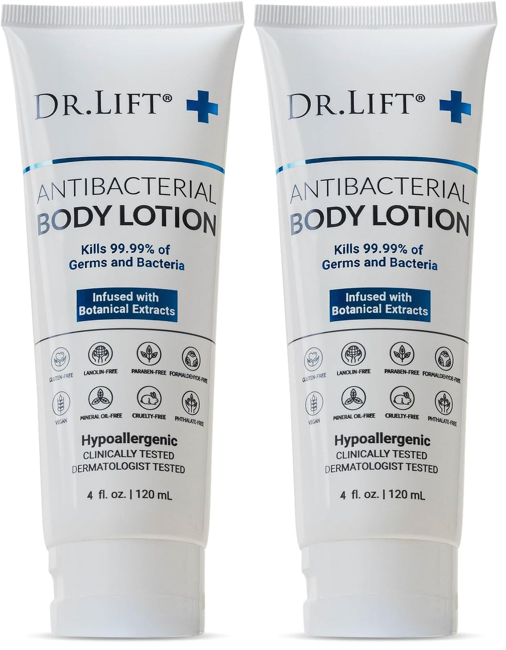 DR. LIFT Antibacterial Body Lotion, 4 oz x 2 Pack – Hydrating Germ-Fighting Moisturizer