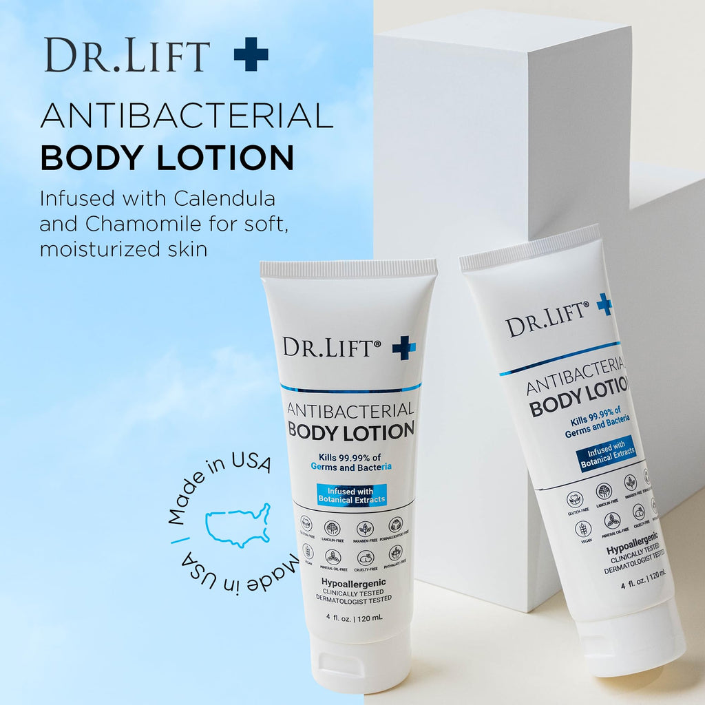 DR. LIFT Antibacterial Body Lotion, 4 oz x 2 Pack – Hydrating Germ-Fighting Moisturizer