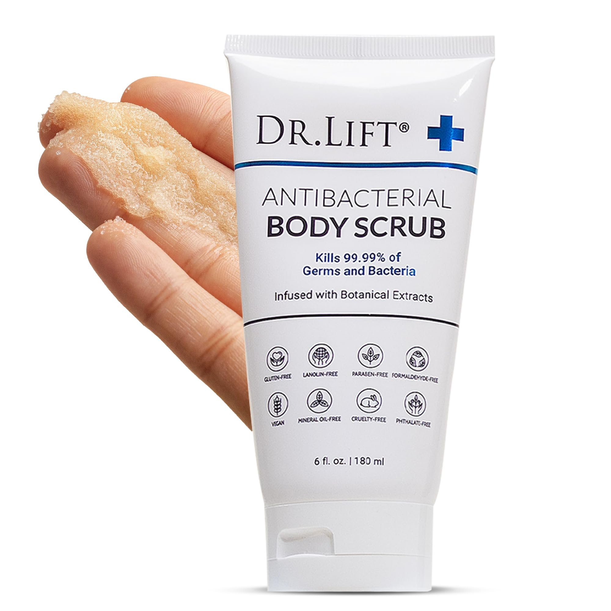 DR. LIFT Antibacterial Body Scrub | Botanical Exfoliating Formula with Lavender & Vitamin E (6 oz)