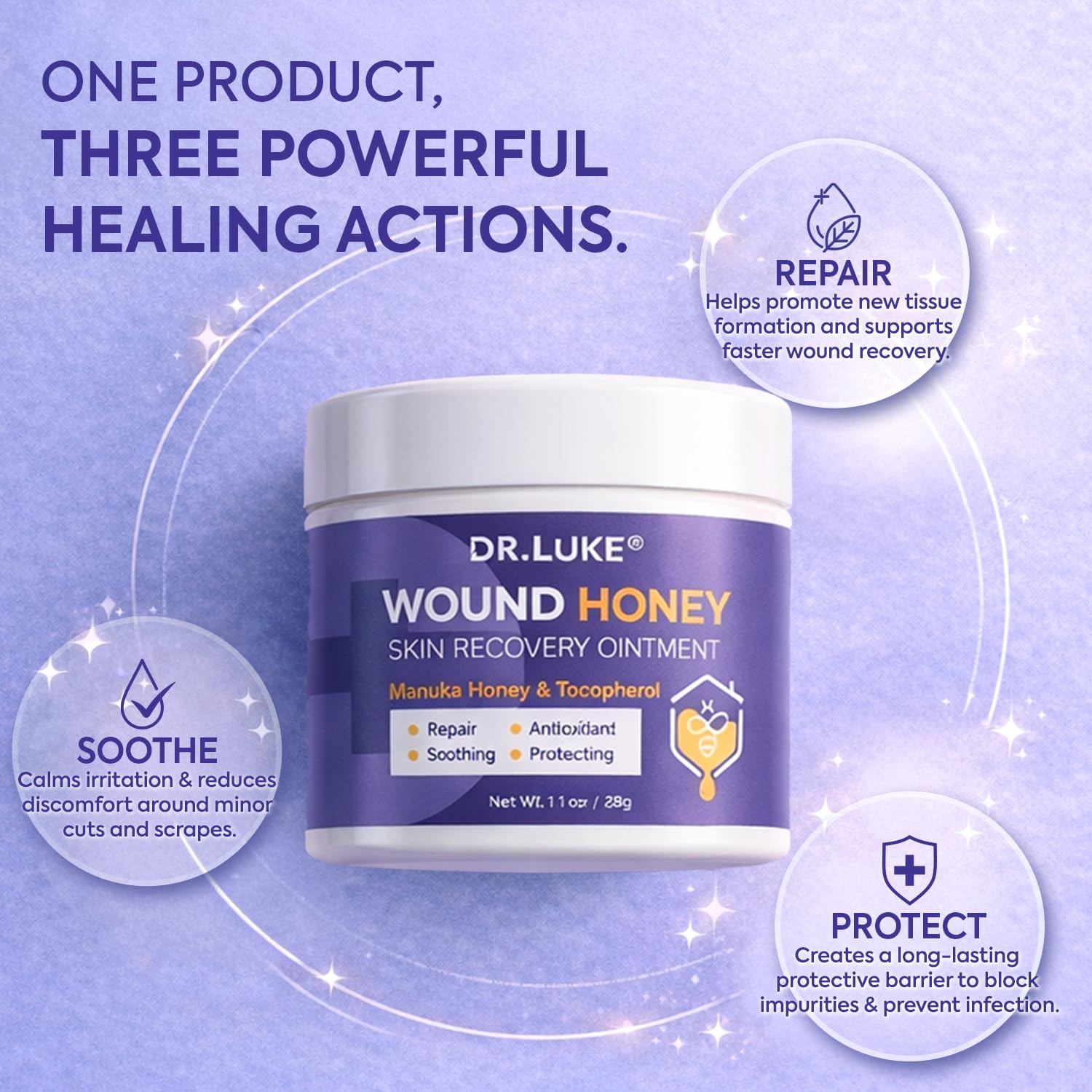 Dr. Luke Manuka Honey Wound Gel – Medihoney Wound Care for Minor Wounds, Allantoin 0.5% & Vitamin E, 2.82 oz