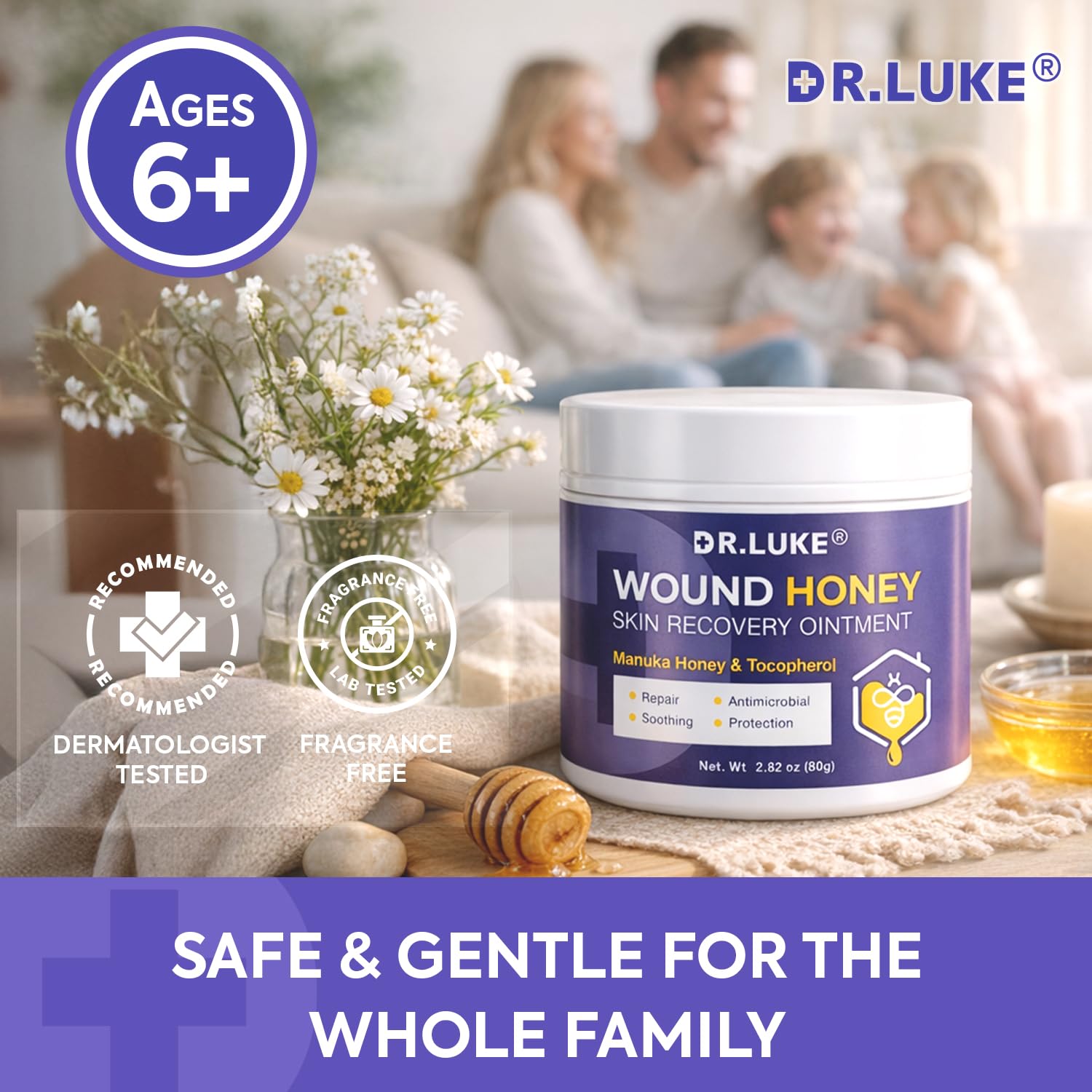 Dr. Luke Manuka Honey Wound Gel – Medihoney Wound Care for Minor Wounds, Allantoin 0.5% & Vitamin E, 2.82 oz