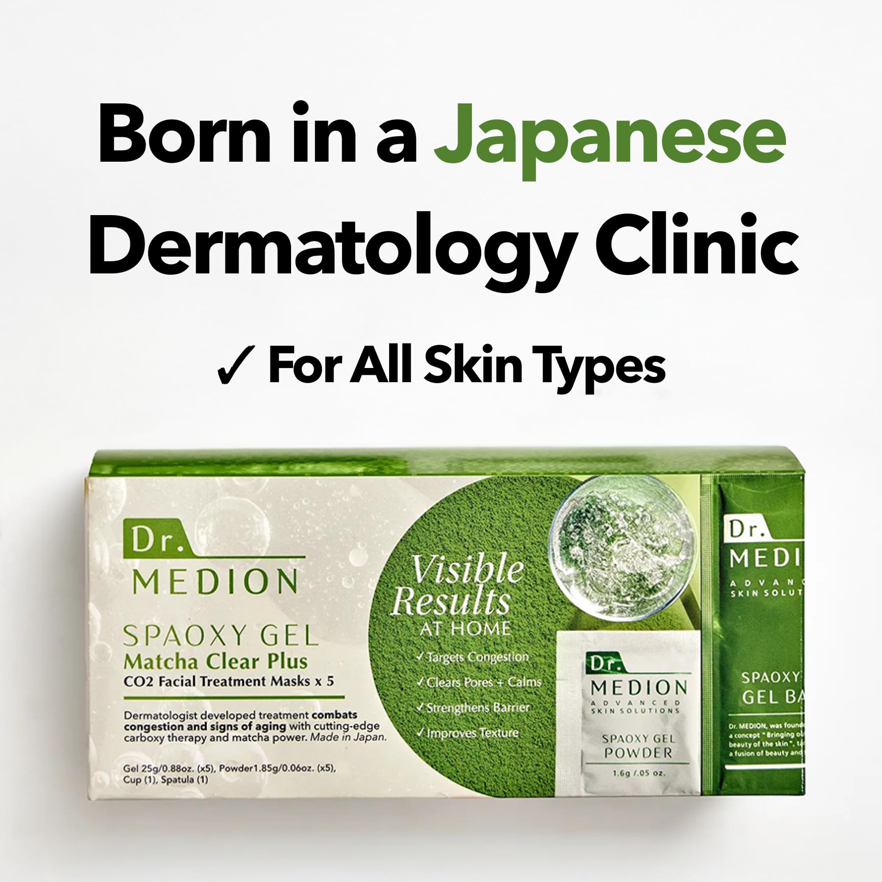 DR.MEDION Spaoxy Gel Mask Matcha CO2 — Brighten Skin & Clear Pores (5-Unit Set)