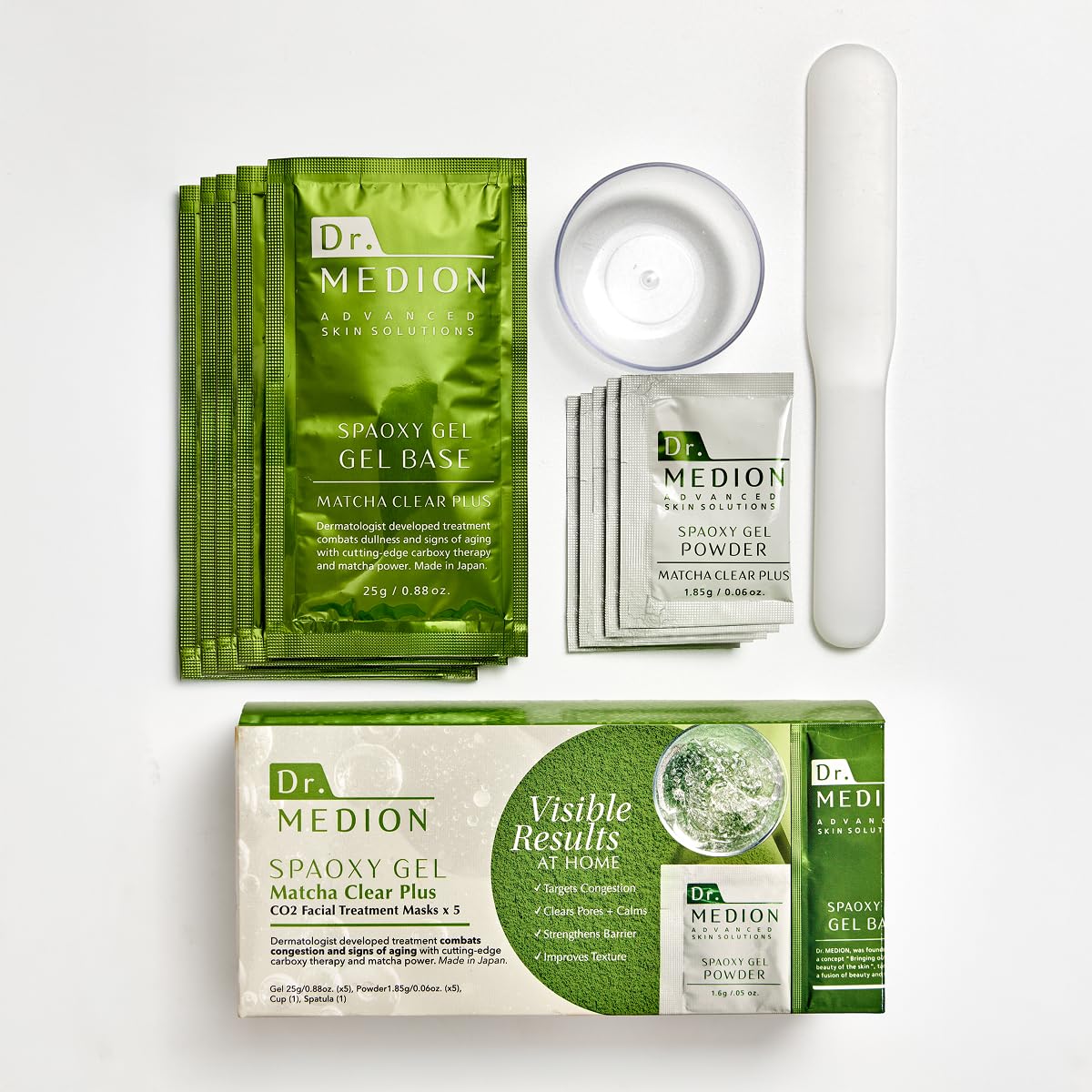 DR.MEDION Spaoxy Gel Mask Matcha CO2 — Brighten Skin & Clear Pores (5-Unit Set)