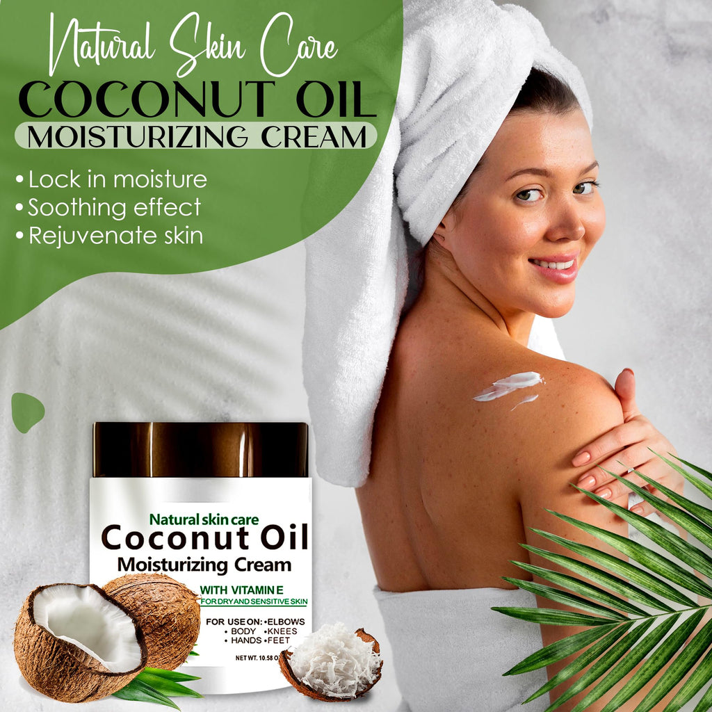 DR MEINAIER 3-Pack Coconut Oil Moisturizing Cream – Lightweight, Fast-Absorbing Lotion for Face, Body & Hands