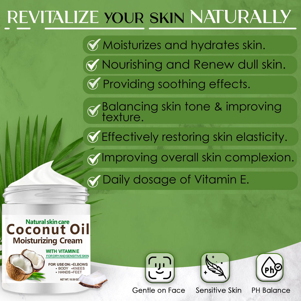 DR MEINAIER 3-Pack Coconut Oil Moisturizing Cream – Lightweight, Fast-Absorbing Lotion for Face, Body & Hands