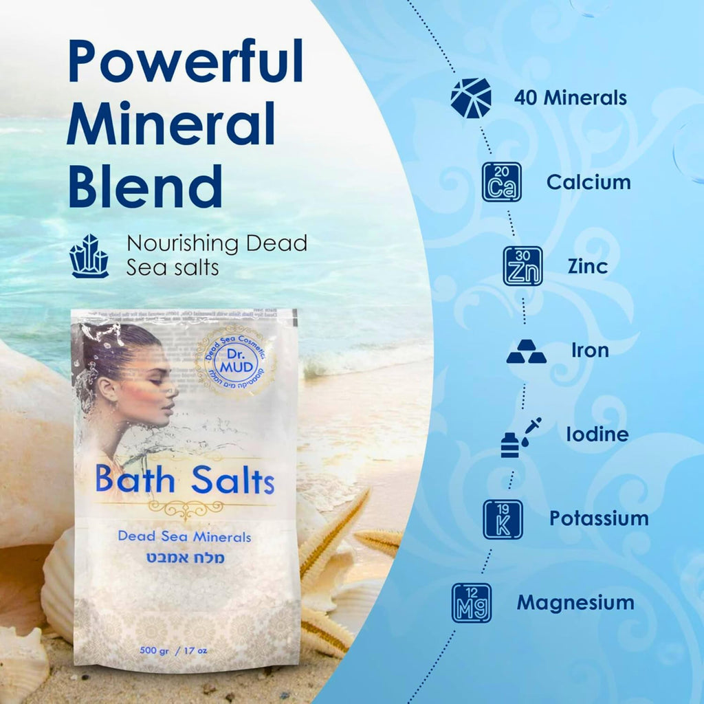 DR.MUD Dead Sea Salt Bath Soak - Mineral-Rich Lavender (42.3 oz)