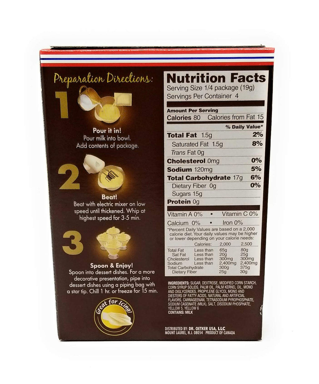Dr Oetker French Vanilla Mousse - 2.7 oz Pack of 6