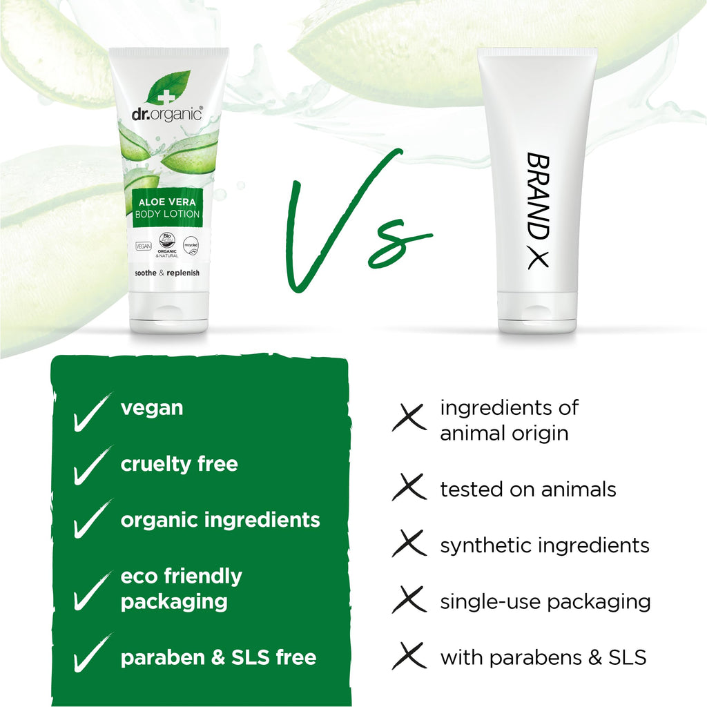 Dr. Organic Aloe Vera Skin Lotion – Bioactive Aloe, Cocoa & Shea Butter, 6.8 fl oz
