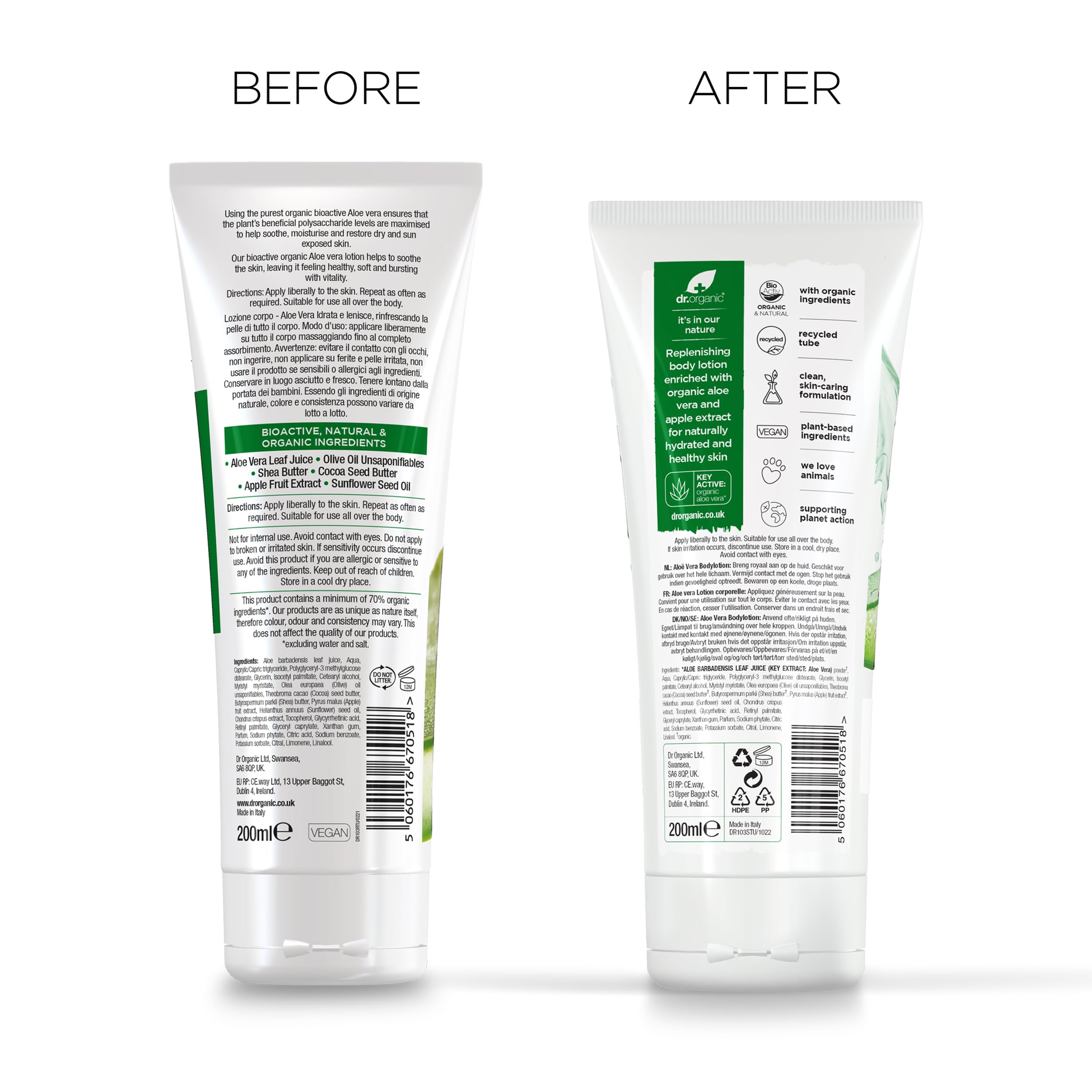 Dr. Organic Aloe Vera Skin Lotion – Bioactive Aloe, Cocoa & Shea Butter, 6.8 fl oz