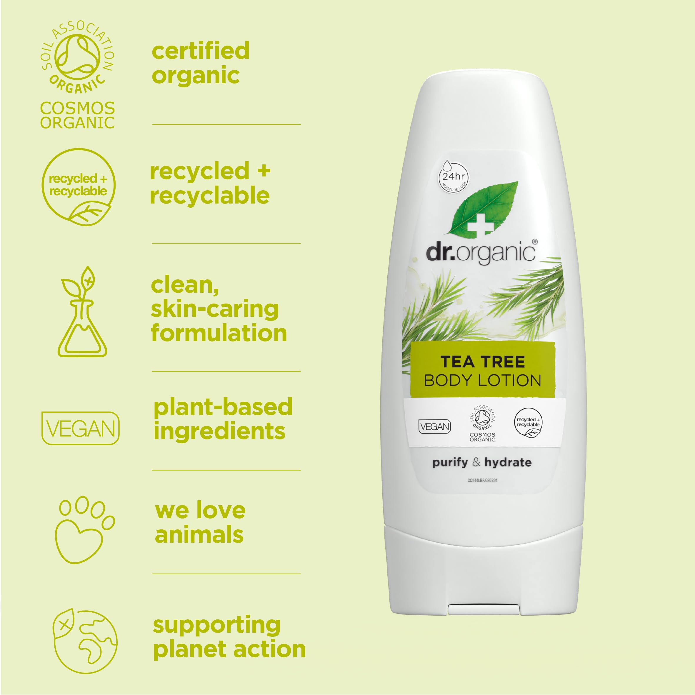 Dr. Organic Tea Tree Skin Lotion – Lightweight, Non-Greasy Moisturizer (6.8 fl oz)