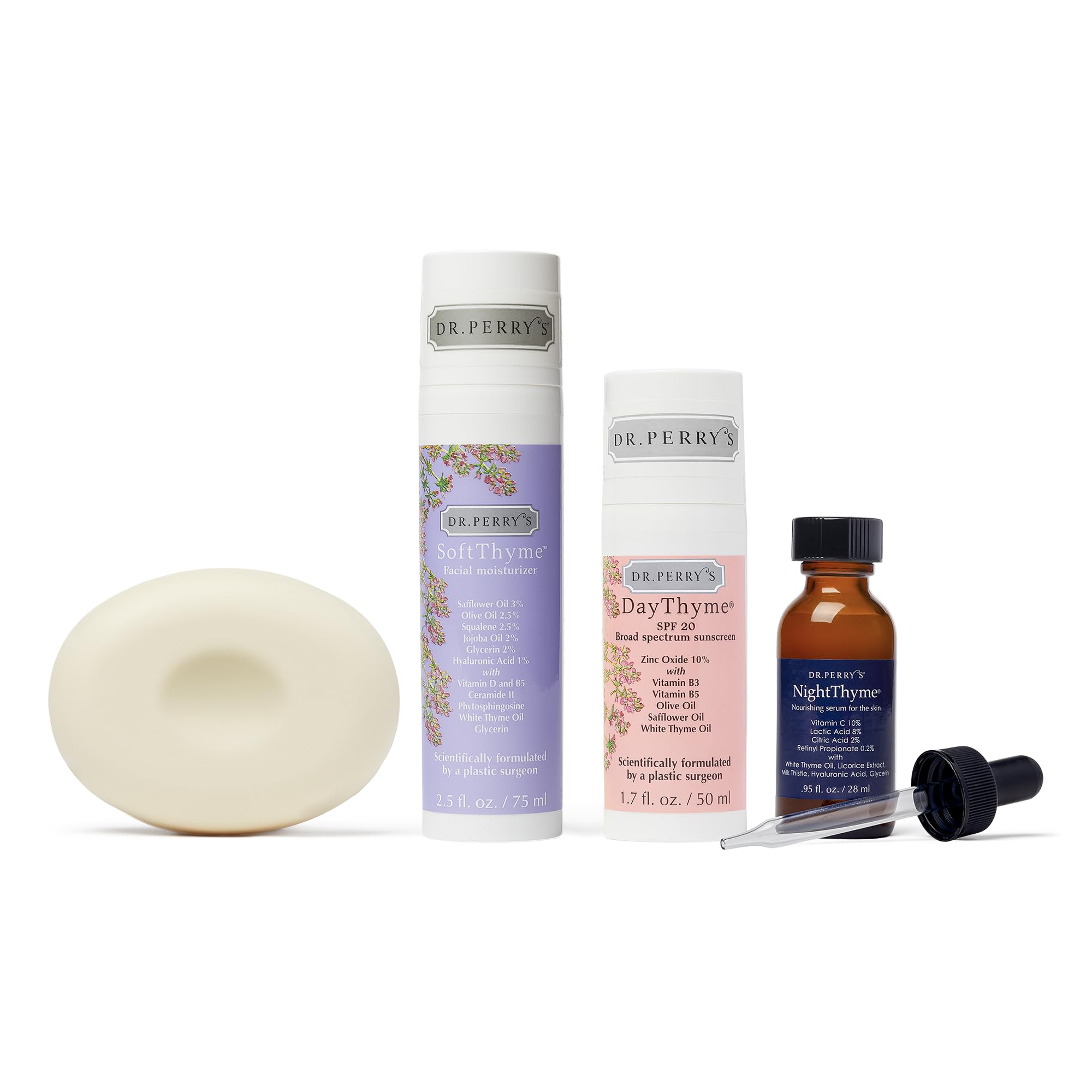 Dr. Perry's Complete Facial Skincare Regimen 4-Pc Kit – Vitamin C Serum, Moisturizer, SPF, Cleansing Bar