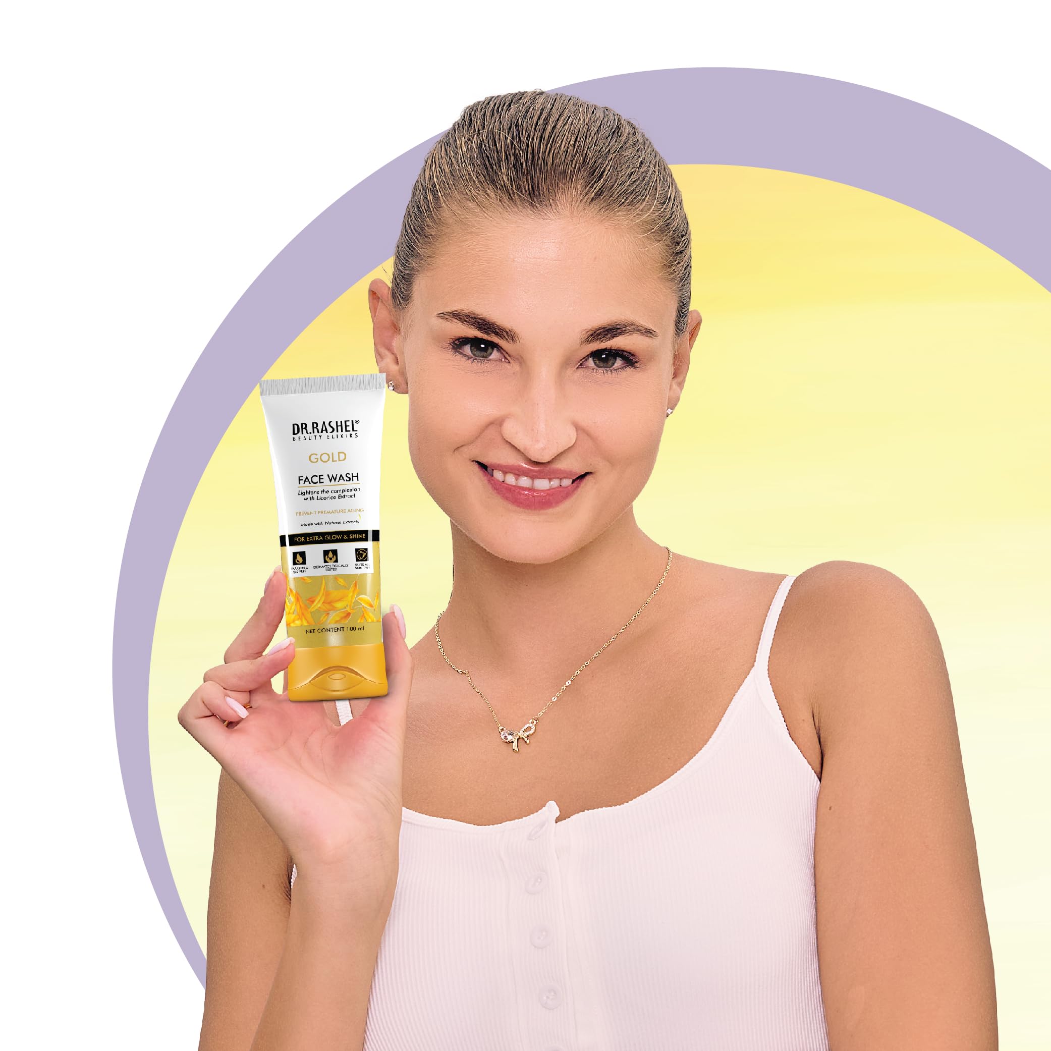 DR.RASHEL Gold Face Wash with Licorice Extract – Paraben/SLS/Silicone Free – 100 ml
