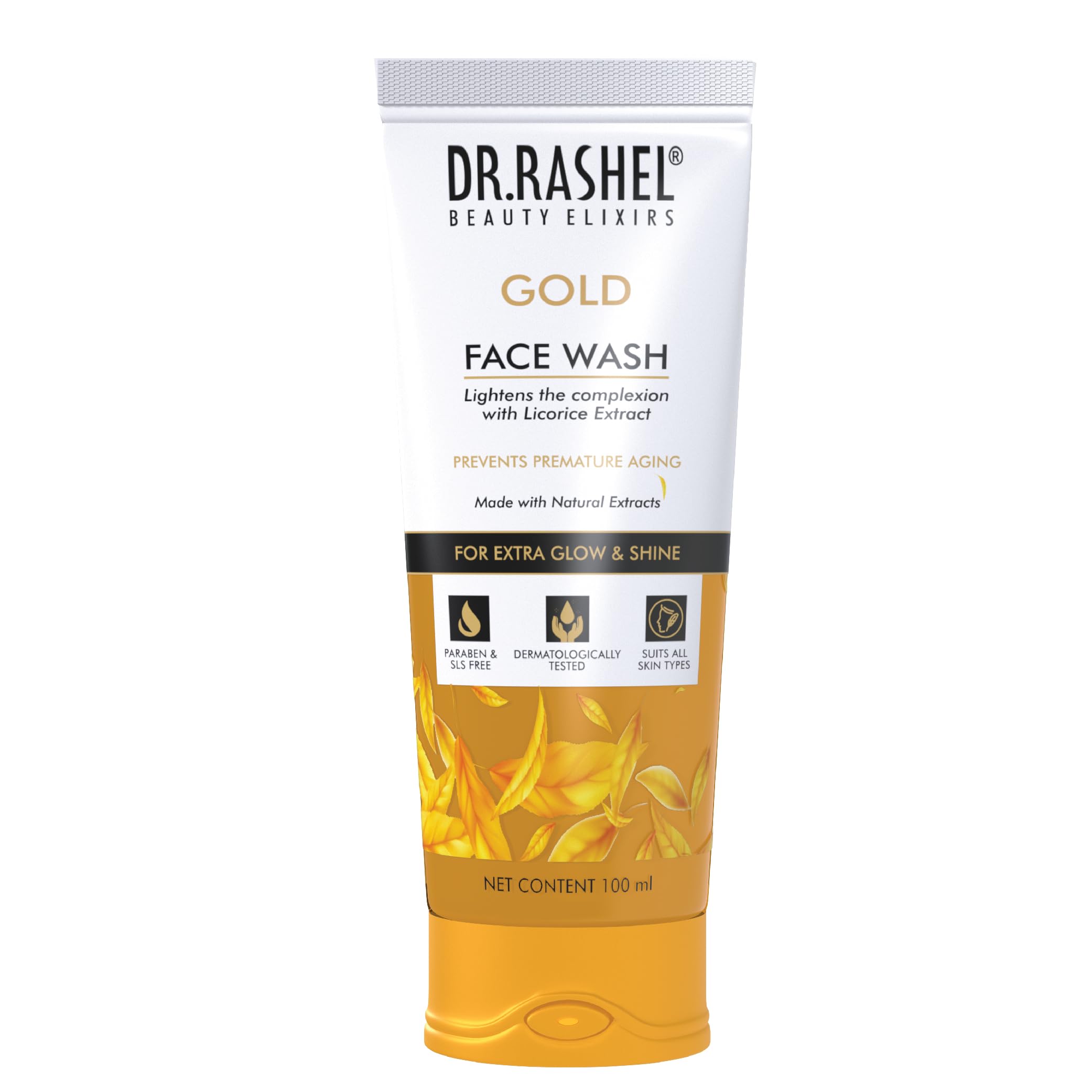 DR.RASHEL Gold Face Wash with Licorice Extract – Paraben/SLS/Silicone Free – 100 ml