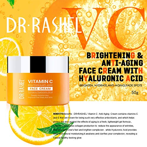 DR.RASHEL Vitamin C Face Cream with Hyaluronic Acid – Anti-Aging Moisturizer + Strawberry Lip Mask, 1.76 oz