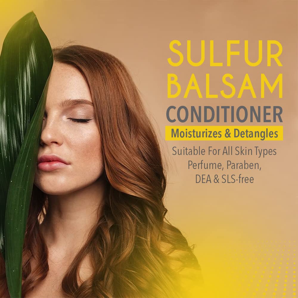 Dr. Robaina Sulfur Balsam Conditioner – Hydrating Detangler for Sensitive Scalp, Tea Tree & Shea Butter – 8 oz, USA Made