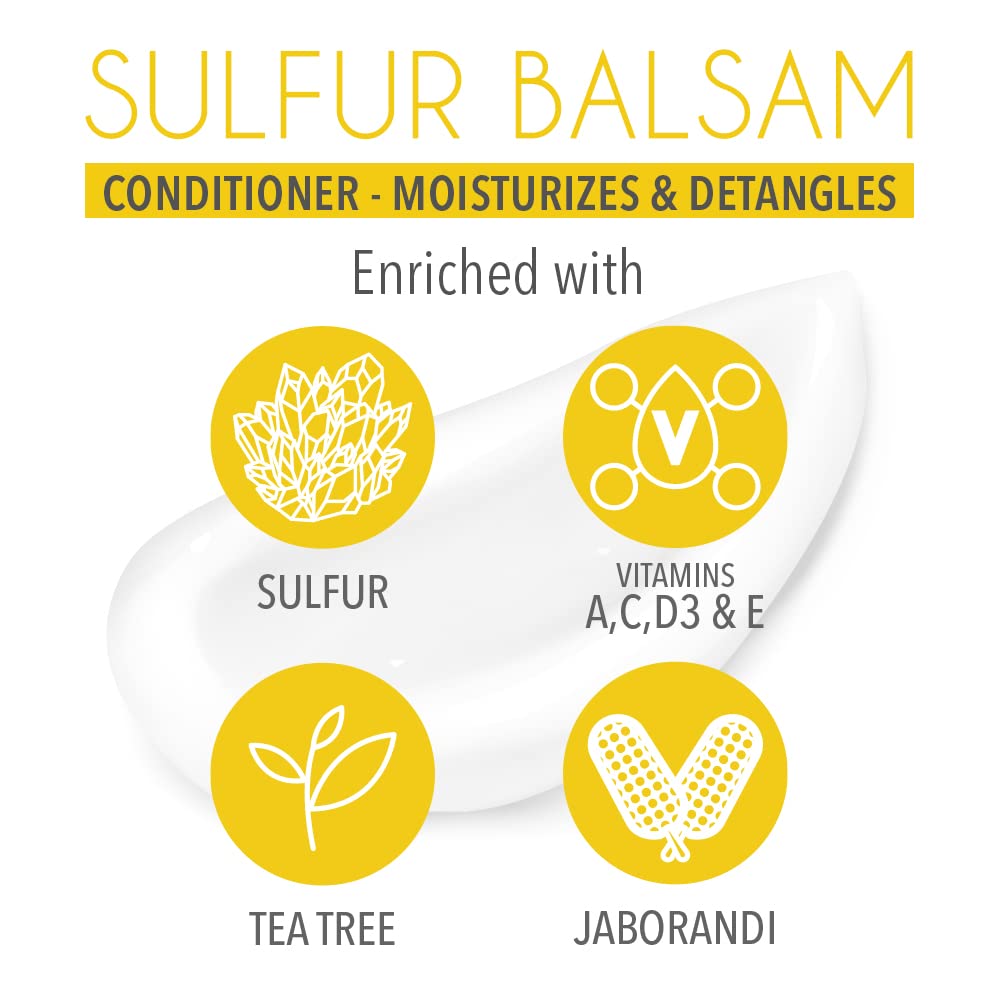 Dr. Robaina Sulfur Balsam Conditioner – Hydrating Detangler for Sensitive Scalp, Tea Tree & Shea Butter – 8 oz, USA Made