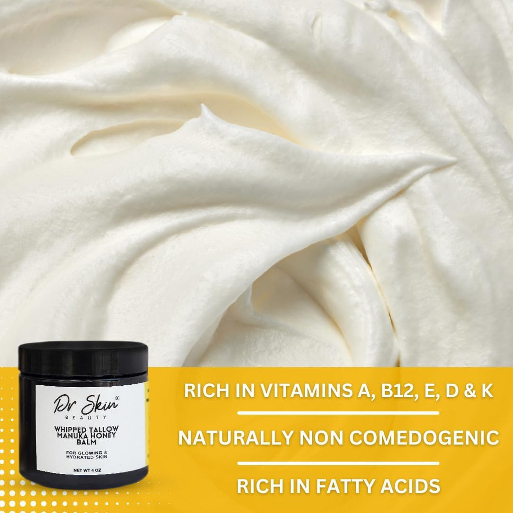 Whipped Beef Tallow & Manuka Honey Balm – Organic Lip & Skin Care (Orange, 4oz) | Dr Skin BEAUTY