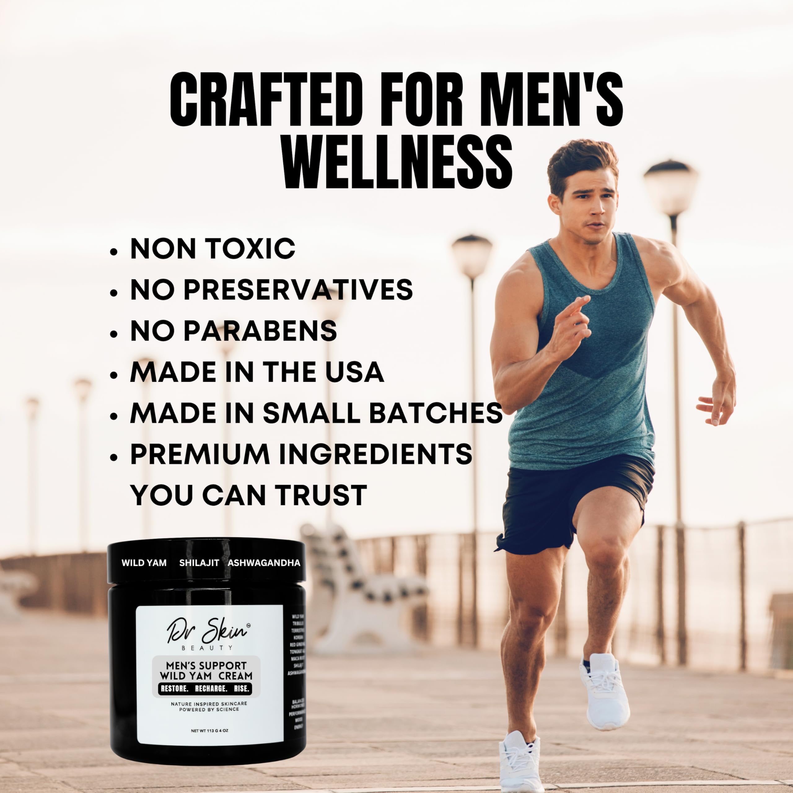 Dr Skin BEAUTY Men's Wild Yam Cream – Hormone Balance, Energy & Endurance