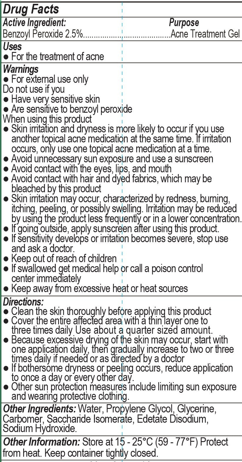 Dr Song 2.5% Benzoyl Peroxide Acne Gel Treatment Lotion - 8 oz