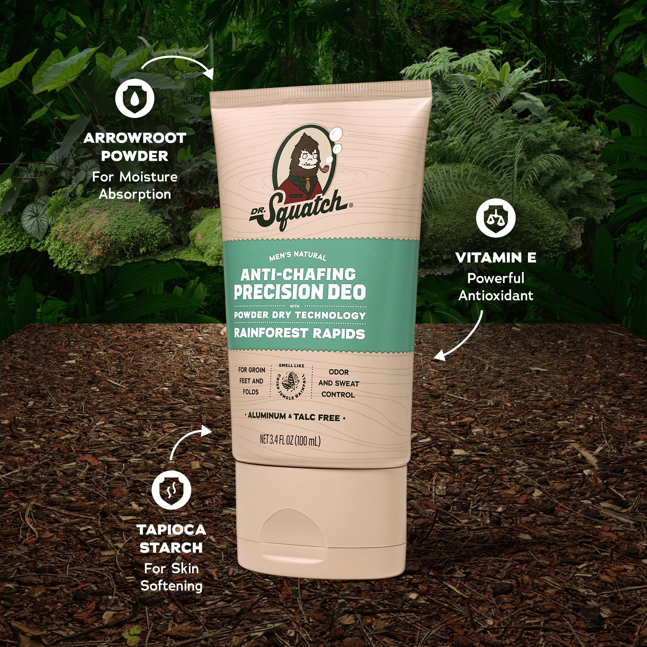 Dr. Squatch Whole Body Deodorant for Men - Rainforest Rapids 2-Pack (3.4 oz)