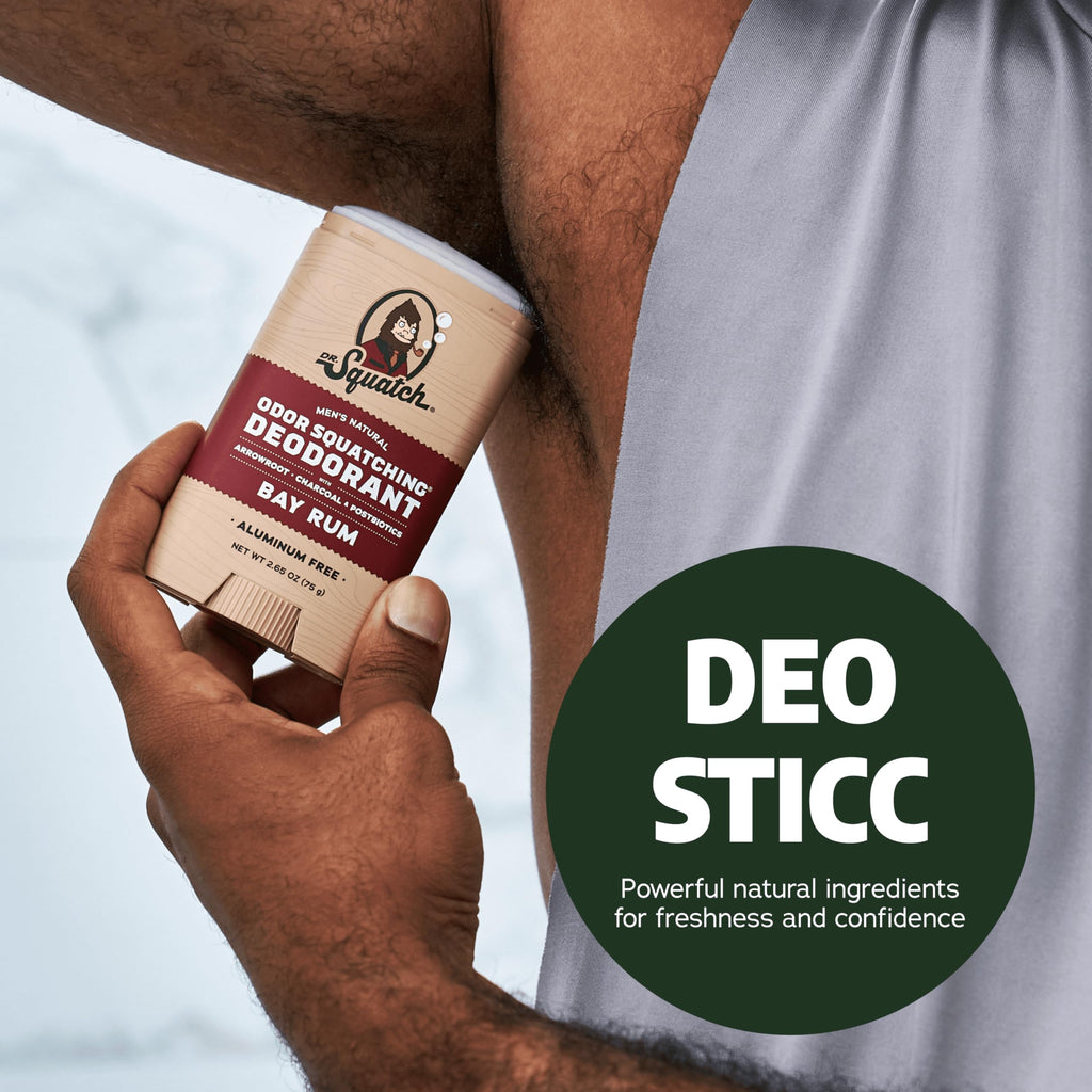 Dr. Squatch Natural Men’s Deodorant – Aluminum-Free with Charcoal & Postbiotics, 72-Hour Odor Protection, Fresh Falls & Summer Citrus, 2-Pack