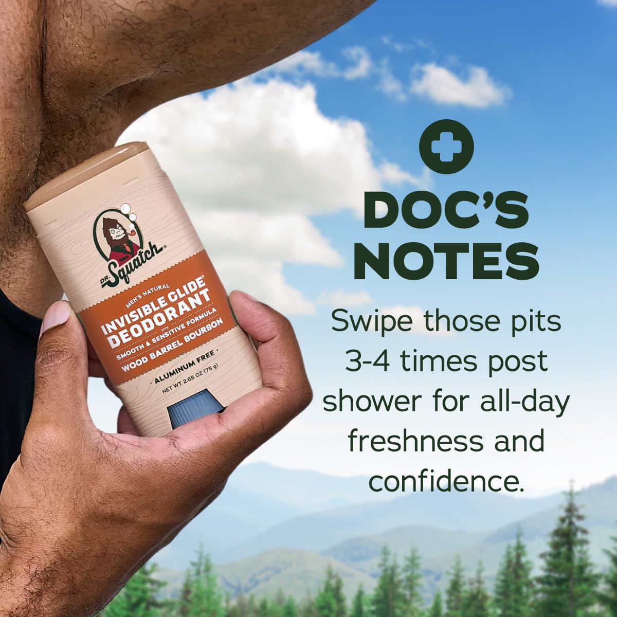 Dr. Squatch Invisible Glide Aluminum-Free Deodorant for Men – Wood Barrel Bourbon + Rainforest Rapids (2-Pack)