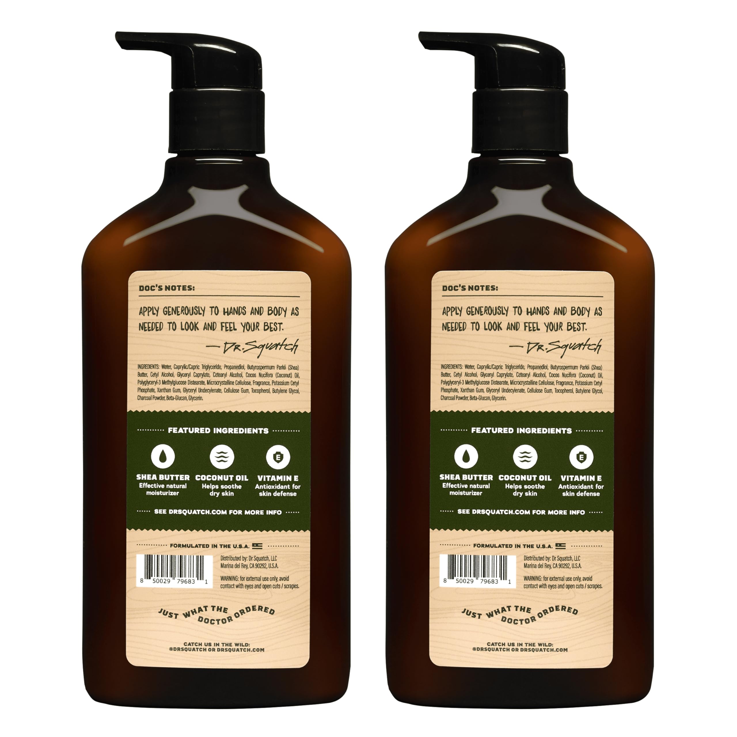 Dr. Squatch Pine Tar Hand & Body Lotion for Men – 24-Hour Moisturization (2-Pack)