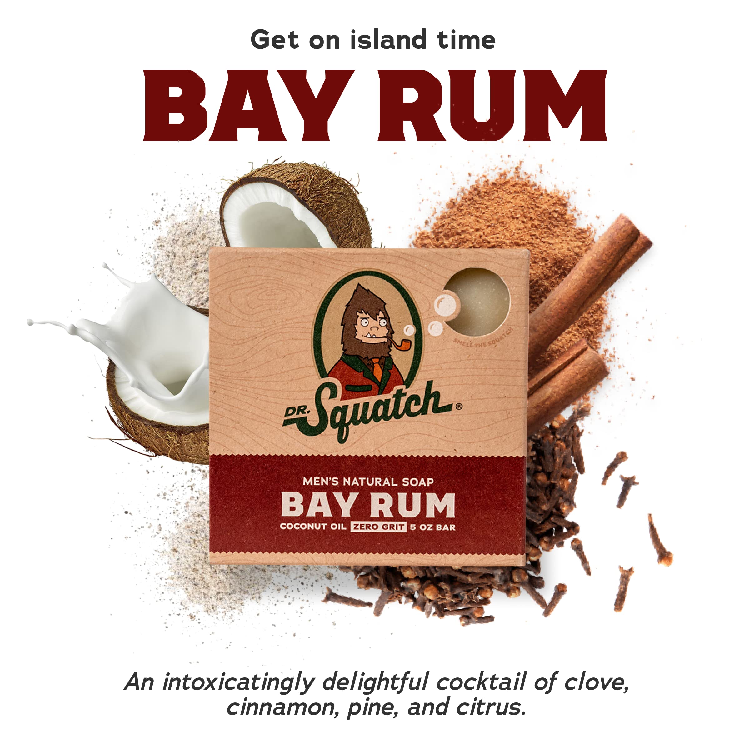 Dr. Squatch Bay Rum Natural Bar Soap for Men – Cold Process, 3-Pack Gift Set