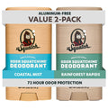 Dr. Squatch Aluminum-Free Deodorant for Men – Charcoal & Postbiotics, Coastal Mist & Rainforest Rapids (2-Pack)