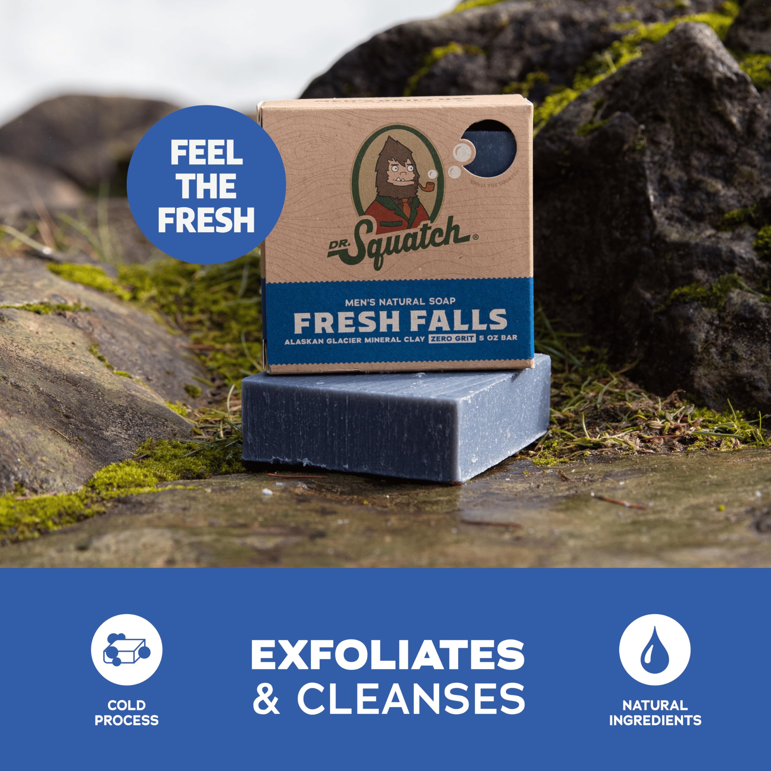 Dr. Squatch Fresh Falls Natural Men’s Bar Soap — Cold Process, 3-Pack Gift