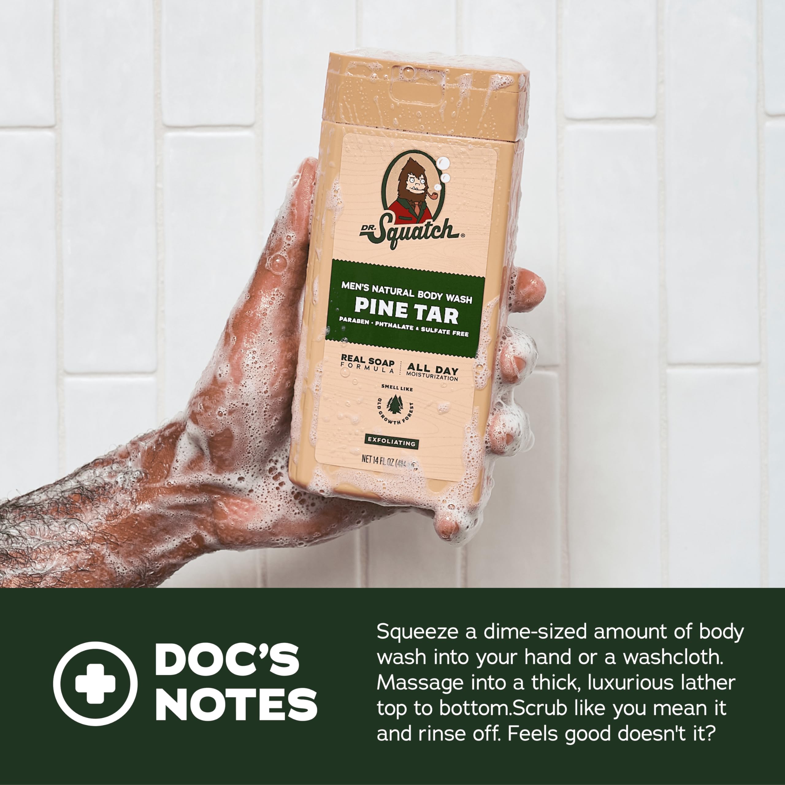 Dr. Squatch Pine Tar Body Wash & Deodorant Gift Set – 8 oz Wash + 2x 2.56 oz Deodorant (Aluminum-Free)
