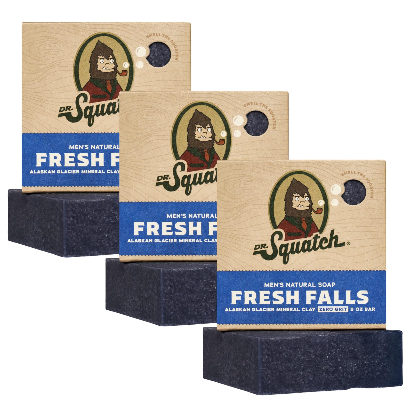Dr. Squatch Fresh Falls Natural Men’s Bar Soap — Cold Process, 3-Pack Gift