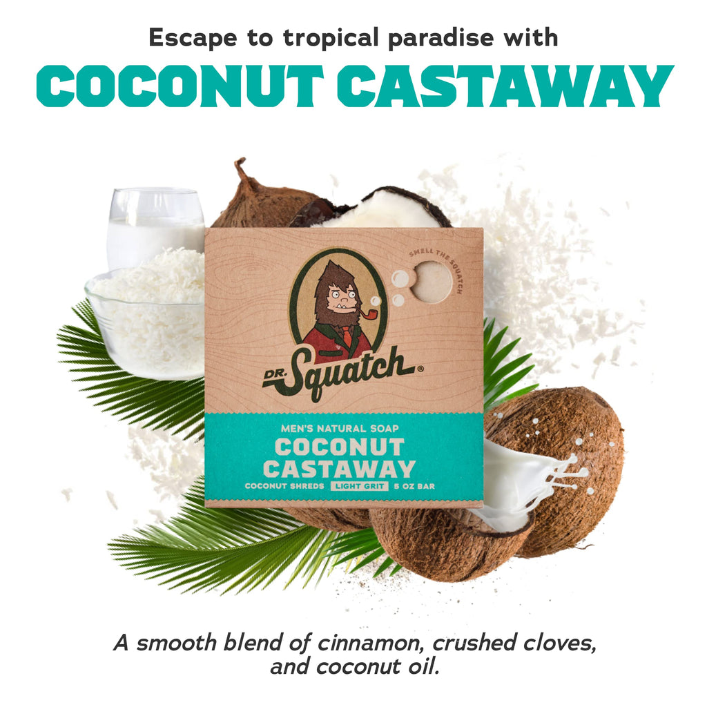 Dr. Squatch Natural Men’s Bar Soap – Cold Process 3-Pack (Coconut Castaway, Fresh Falls, Cool Fresh Aloe)