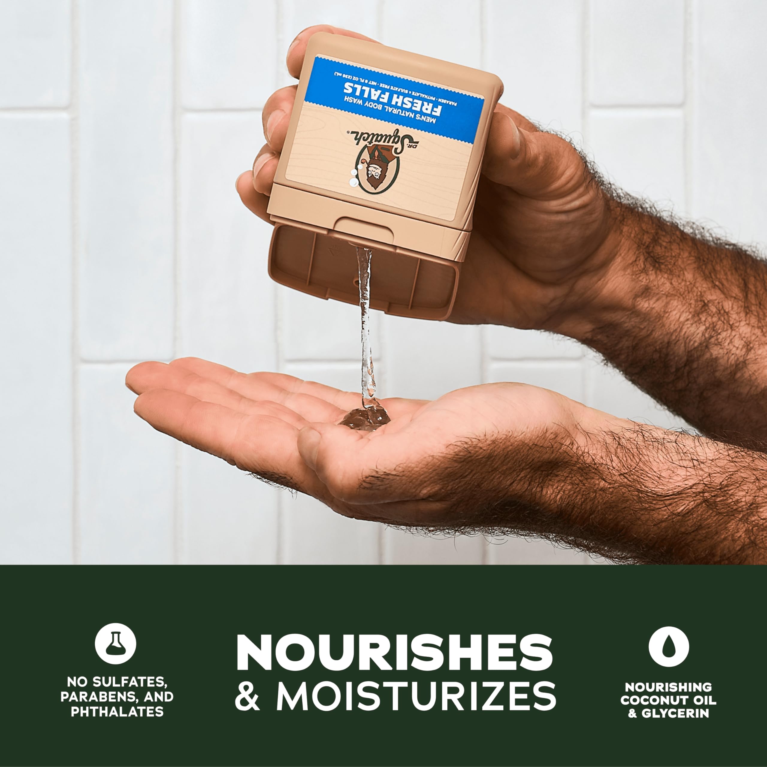 Dr. Squatch NEW Body Wash for Men – Pine Tar, Wood Barrel Bourbon & Fresh Falls (8 oz, 3-Pack)