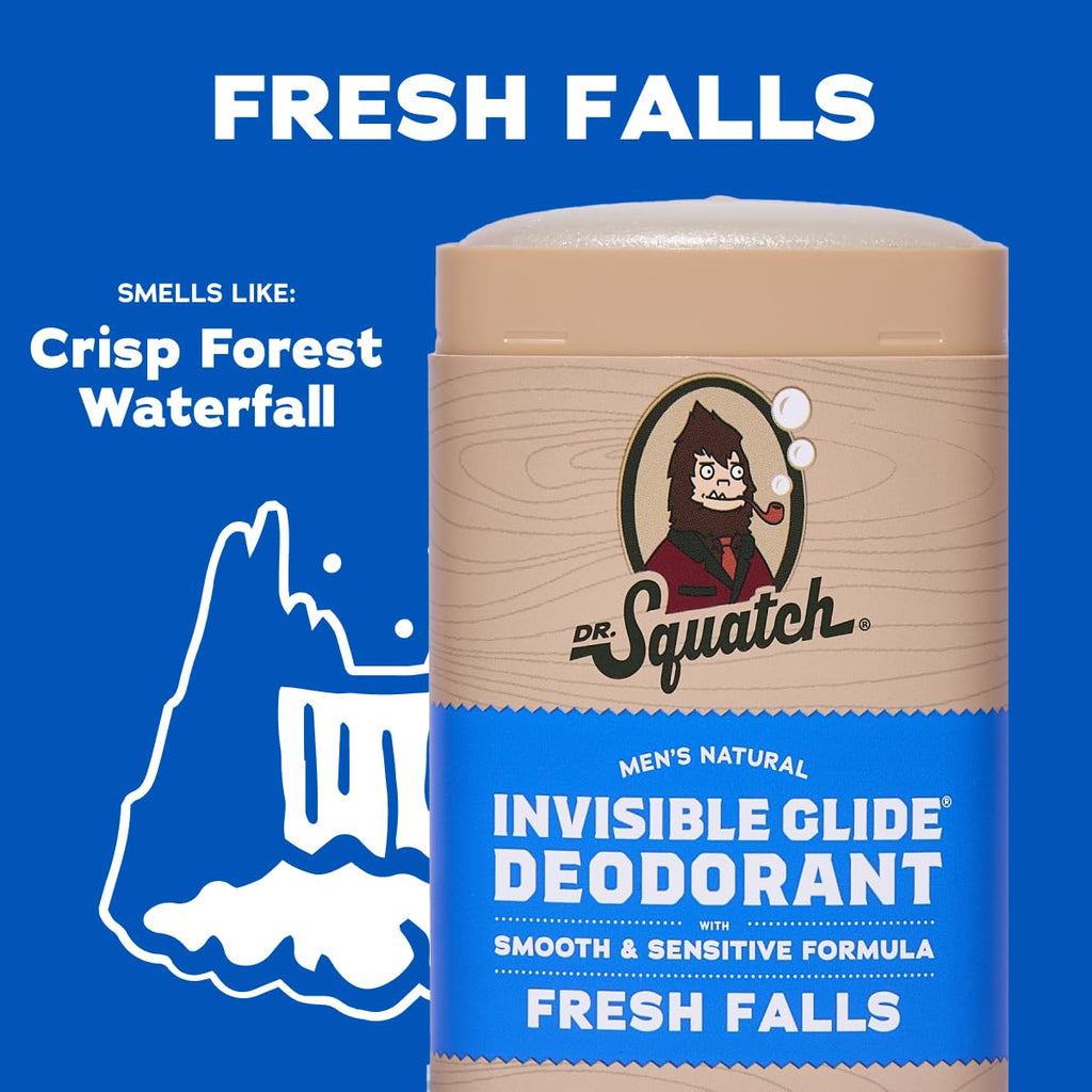 Dr. Squatch Invisible Glide Deodorant for Men – Aluminum-Free, Stain-Free (2-Pack)