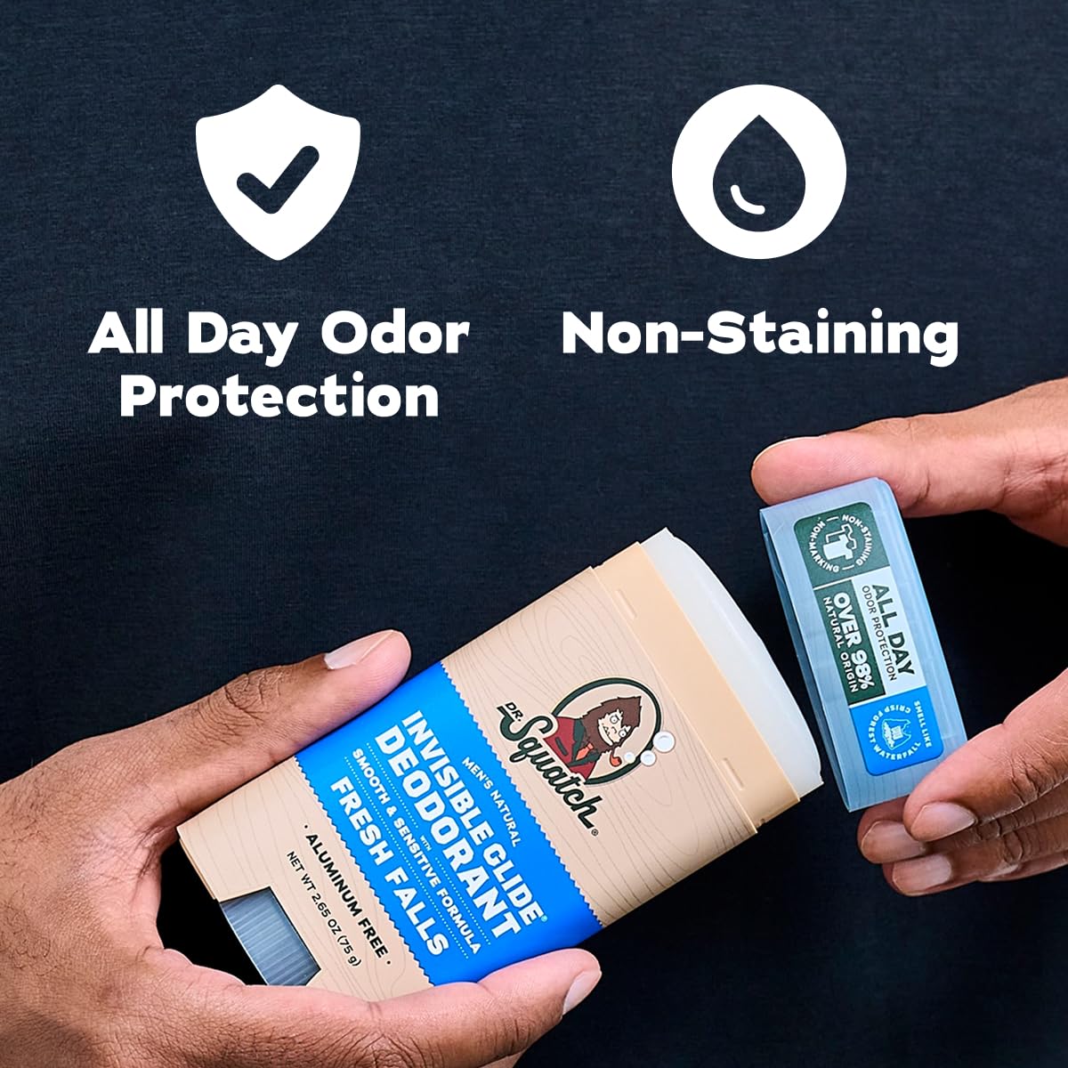 Dr. Squatch Invisible Glide Deodorant for Men – Aluminum-Free, Stain-Free (2-Pack)