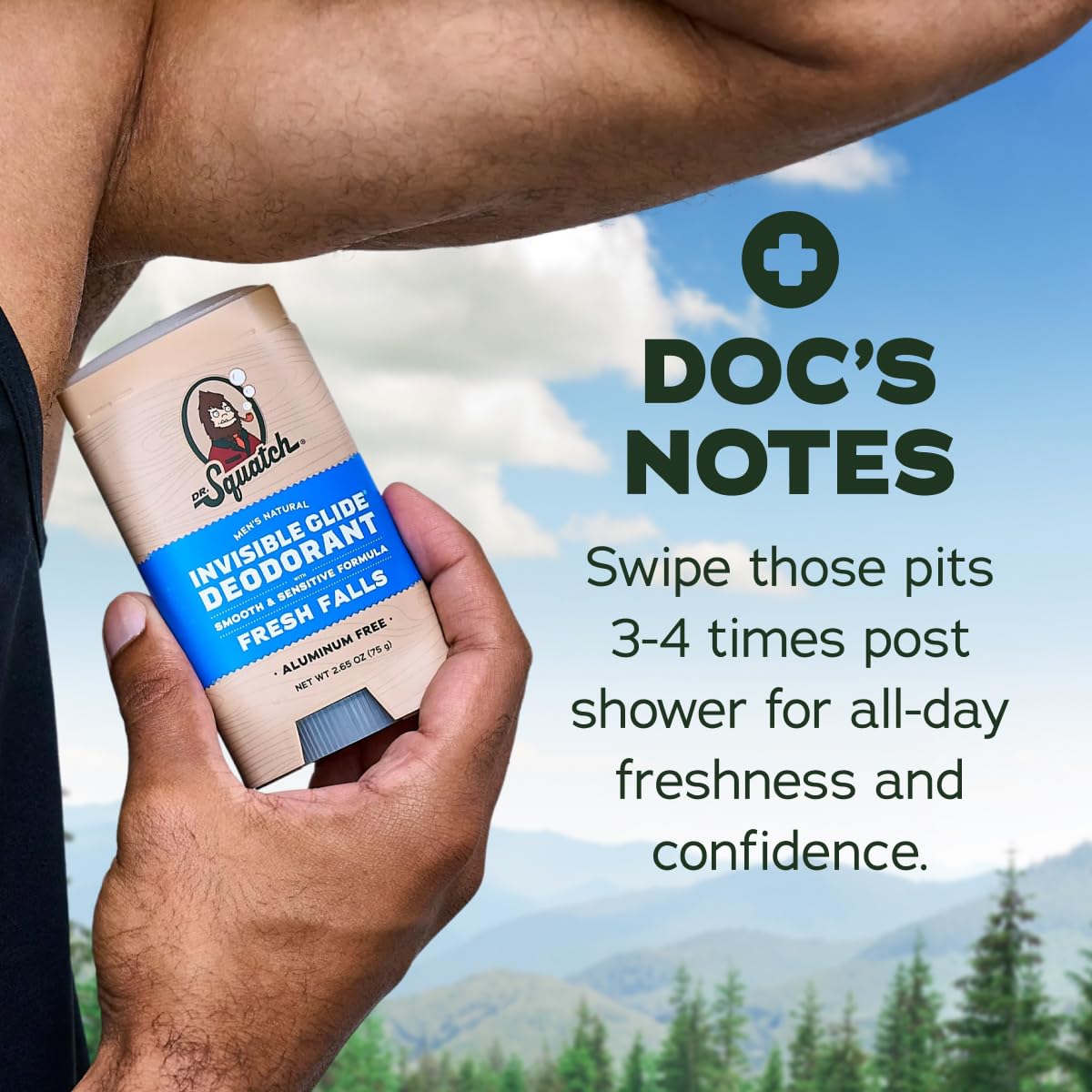 Dr. Squatch Invisible Glide Deodorant for Men – Aluminum-Free, No Stains – Fresh Falls + Wood Barrel Bourbon (2-Pack)