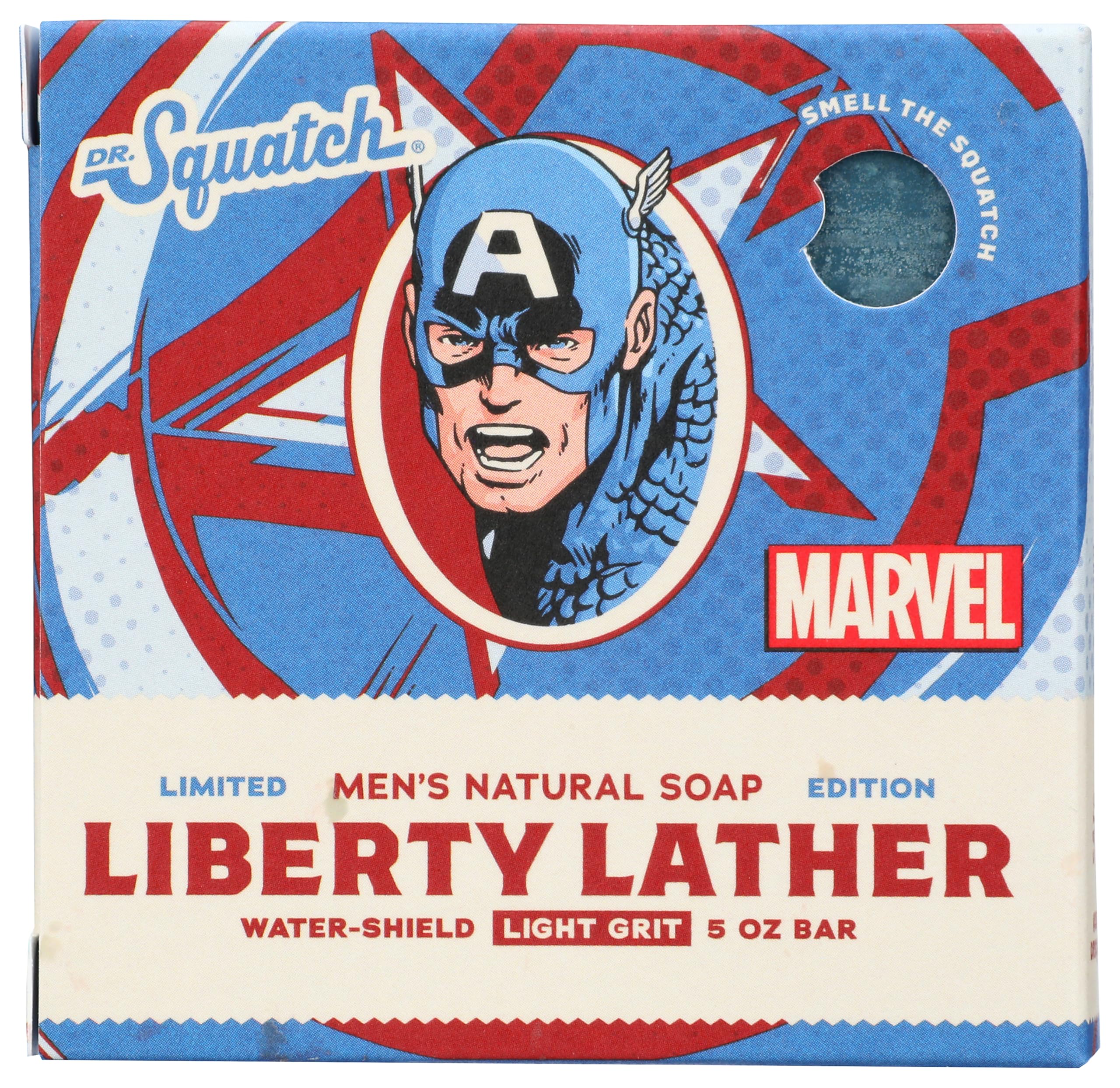 Dr. Squatch Liberty Lather Bar Soap – Captain America Edition, 5 oz