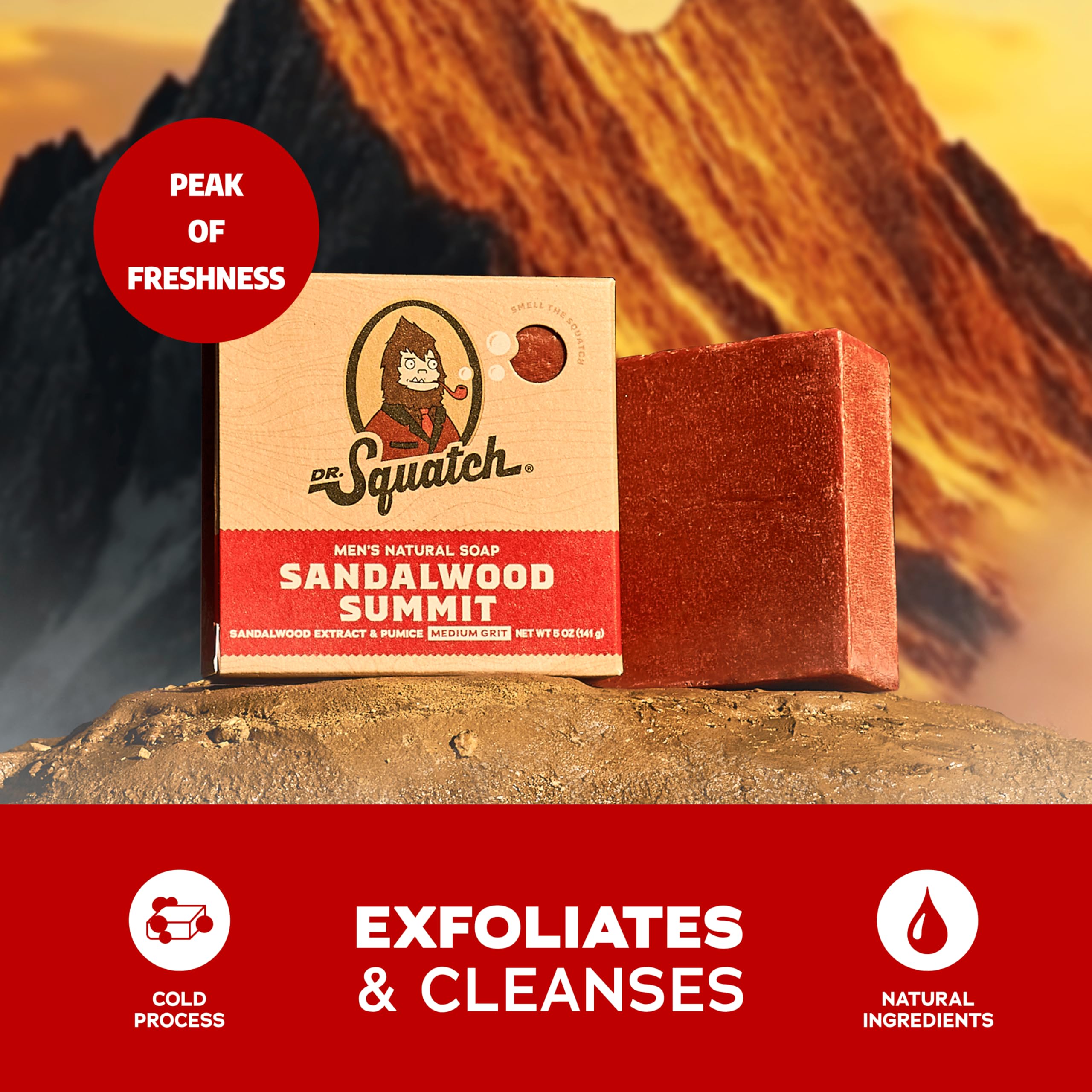 Dr. Squatch Sandalwood Summit Natural Men’s Bar Soap – Cold Process 3-Pack Gift