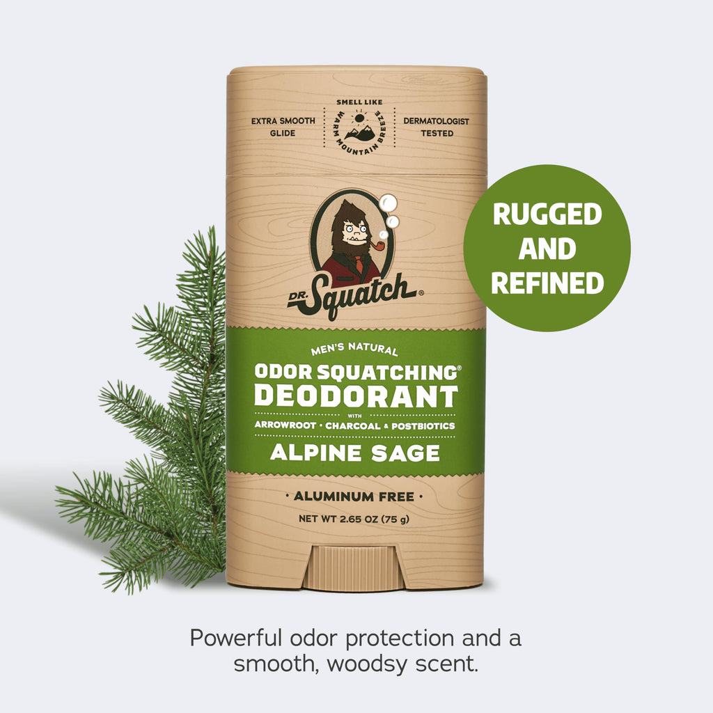 Dr. Squatch Manly Soap & Deodorant Variety Pack – Pine Tar & Alpine Sage (Aluminum-Free)