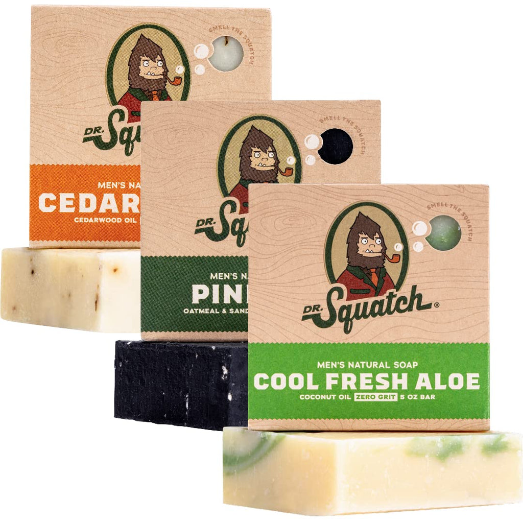 Dr. Squatch Natural Men's Bar Soap - Pine Tar, Cedar Citrus & Aloe - Cold Process, 5 oz (3-Pack)
