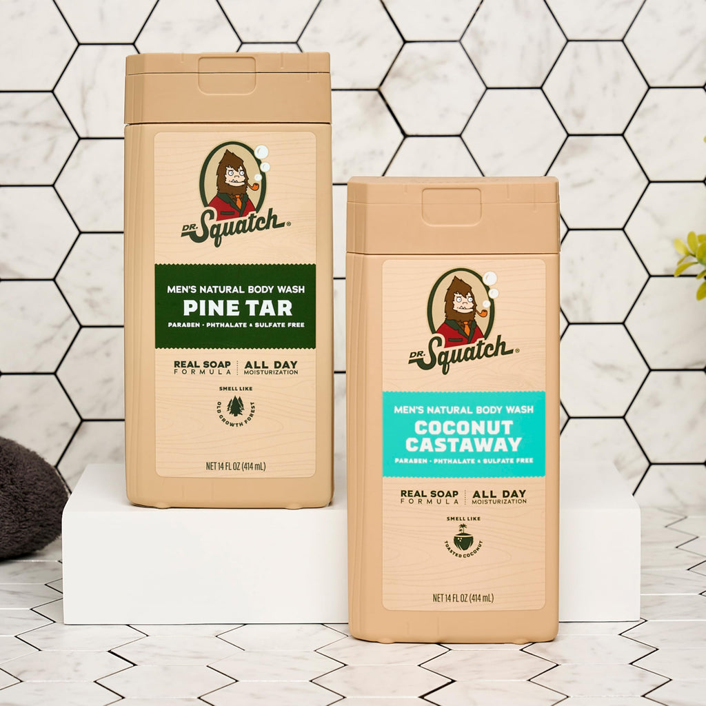 Dr. Squatch Pine Tar Coconut Castaway Body Wash for Men – 2-Pack, 14 oz